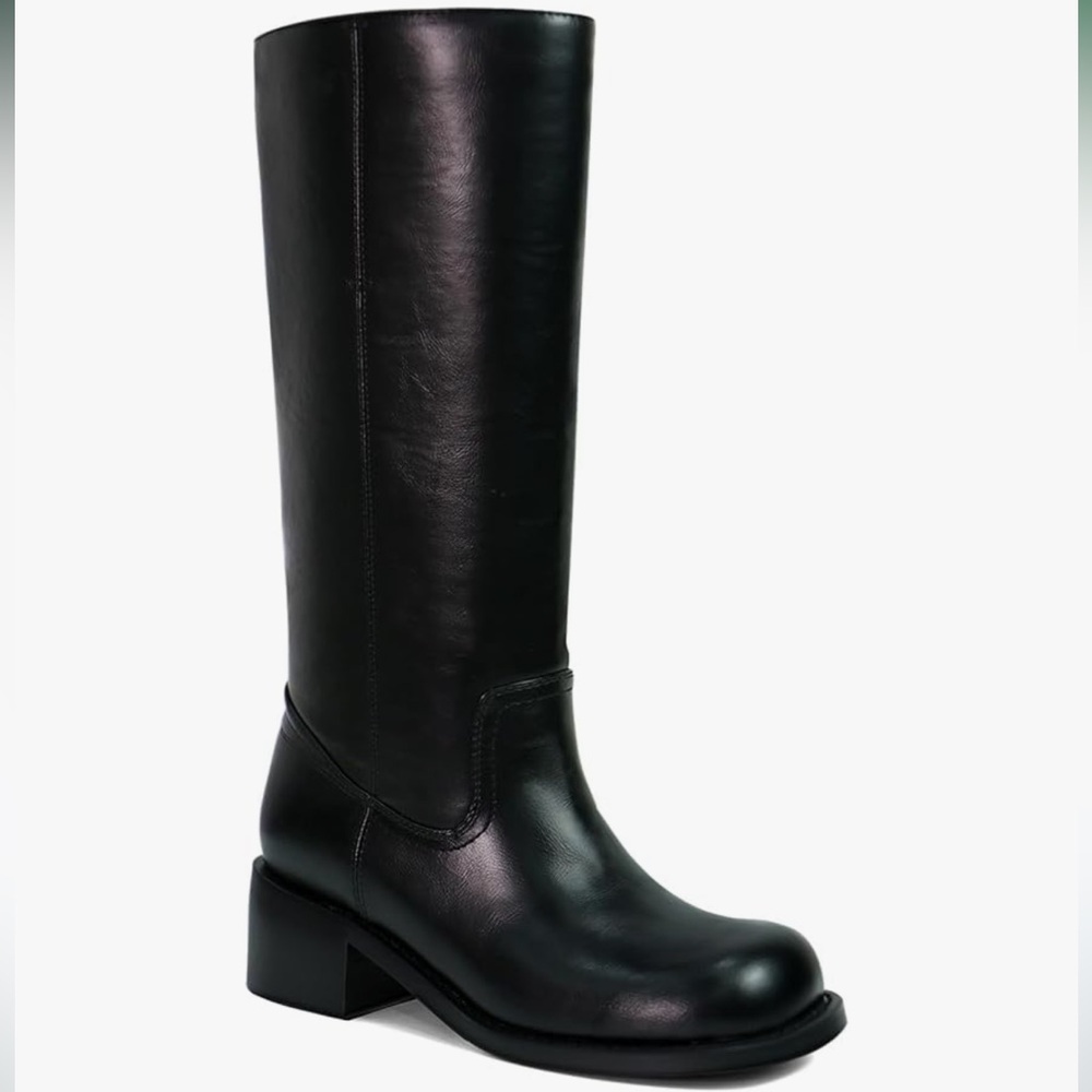Elegant Black Leather Knee-High Boots